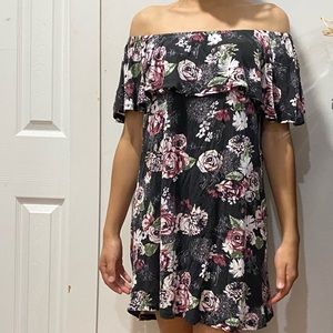 a cute off the shoulders floral dress